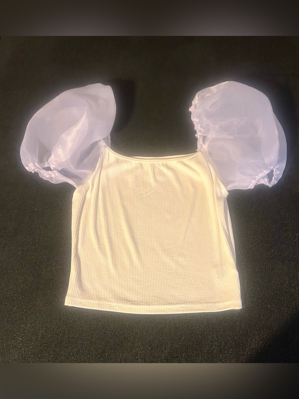 BiBi White Puff-Sleeve Crop Top